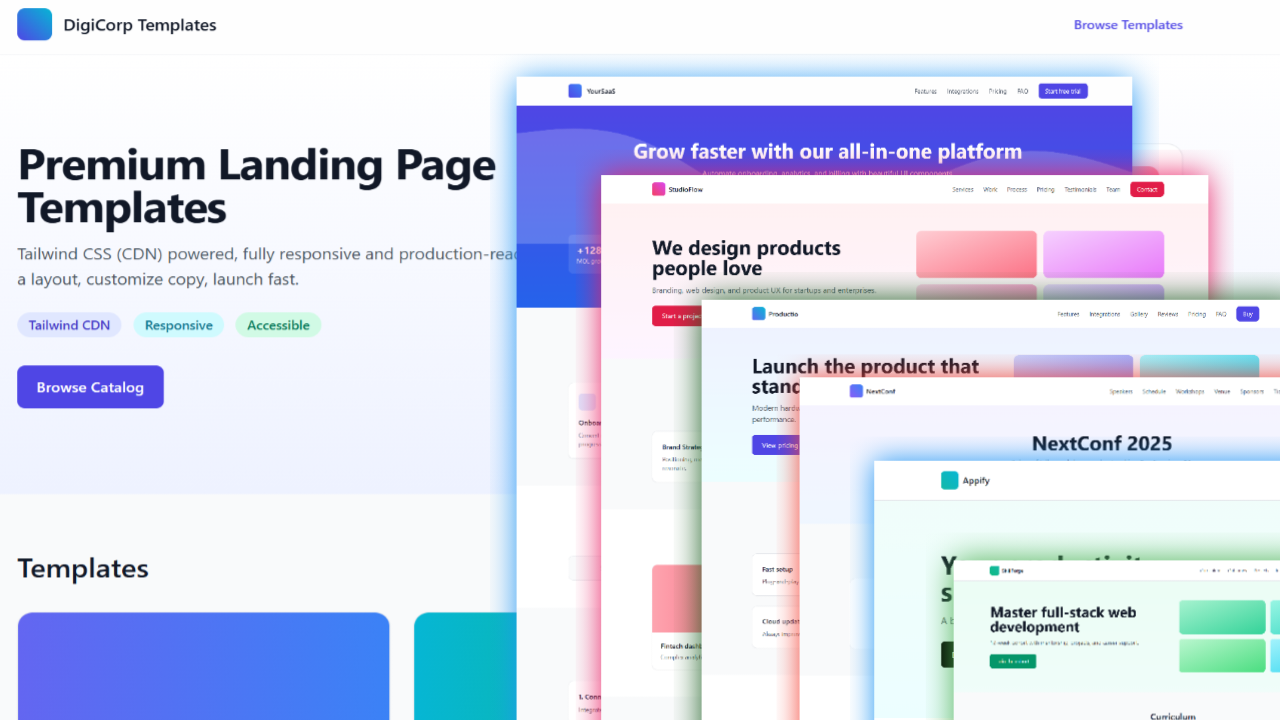 Digi Corp Landings | HTML | Tailwing | Multi-purpose Landing Templates